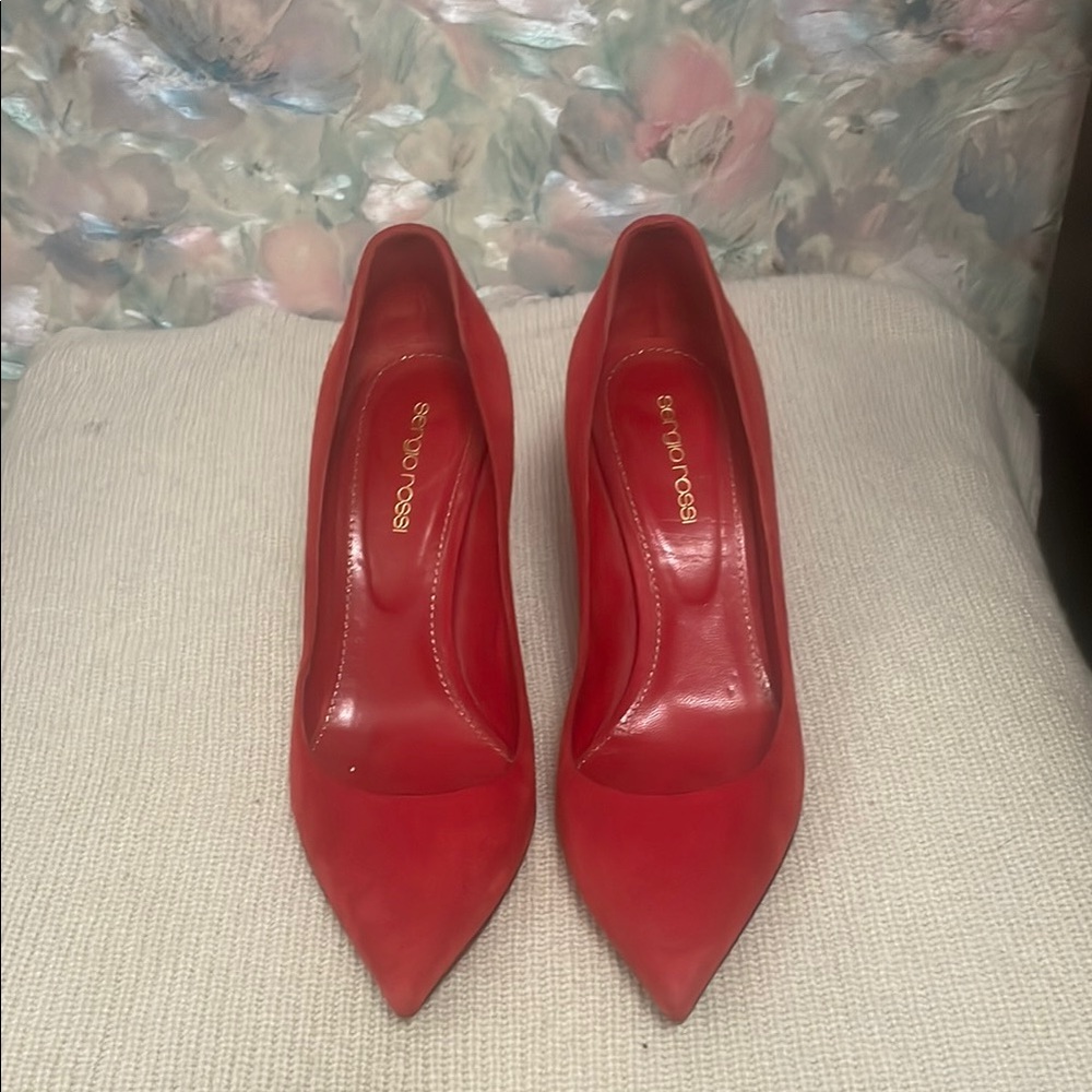 Sergio Rossi Red Pointed-Toe Heels